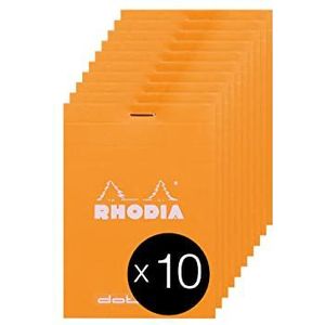 RHODIA 12558C – notitieblok, geklemd, dotpad nr. 12, oranje – 8,5 x 12 cm, gestippeld, 80 vellen afneembaar, helder papier, 80 g, omslag van gecoate kaart, 10 stuks