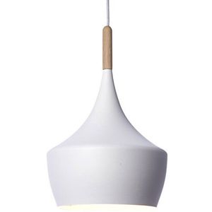 LUSSIOL Olga lamp, metaal/hout hanglamp, max. 40 W, wit/natuur, ø 24 x H 35 cm