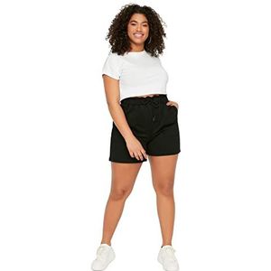 Trendyol Dames normale maat rechte pijpen regular plus size shorts en bermuda shorts dames, zwart, XXL grote maat, zwart.