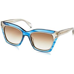 Just Cavalli SJC024V zonnebril voor dames, Groen/blauwe glanzende strepen