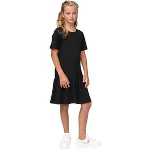 Urban Classics Meisjesjurk T-shirt met ruches, verkrijgbaar in 4 kleuren, 110/116-158/164, zwart.