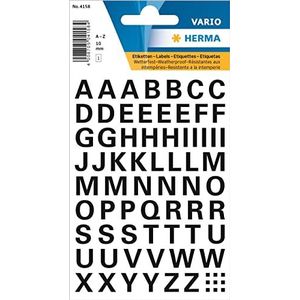 HERMA Set van 4158 zelfklevende letters weerbestendig (lettergrootte 10 mm, 10 vellen, vellen) permanent zelfklevend voor het alfabet, 740 etiketten transparant/zwart
