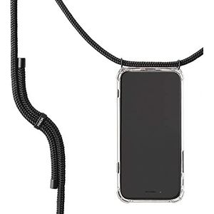 KNOK Case Beschermhoes voor iPhone 13 Pro met koord voor mobiele telefoon, halsketting, polsband voor mobiele telefoon, kettinghoesje met schouderriem en koord (geheel zwart)