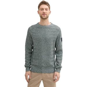 TOM TAILOR Basic gebreide herentrui met ronde hals, 36163 - Donker groenblauw - meerkleurig, L