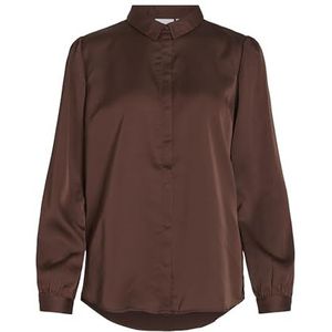 Vila Viellette damesblouse van satijn, Geschoren chocolade