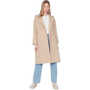 Dames trenchcoat lange mouwen reverskraag beige 68, Beige