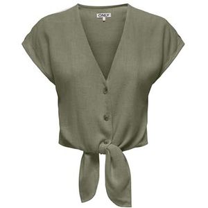 ONLY Onlsiesta S/S Knot Linen Bl T-shirt Pnt T-shirt voor dames, korstmos groen