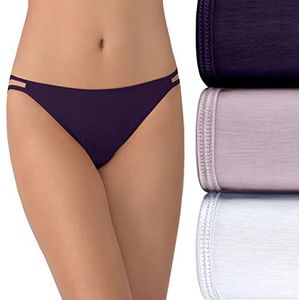 Vanity Fair Dames Illumination String Bikini Panties (Regular & Plus Size), 3 stuks – Sangria/grijs/aarde/wit, 36, 3 stuks - Sangria/Grondgrijs/wit