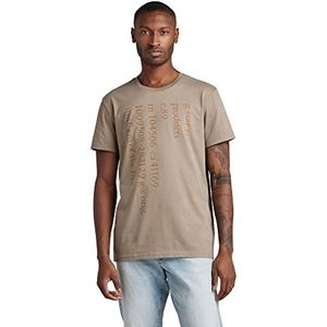 G-STAR RAW Lower Case Tekst heren T-shirt beige / kaki (Dk Lever C506-b416), S, beige/kaki (Dk Lever C506-b416)
