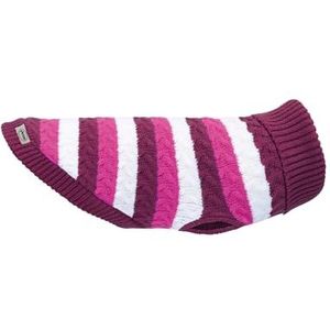 Record - Pull pour chiens Modèle Lui&Lei. Pull pour Chiens Col Haut, Motif Rayures Blanches avec Nuances Violet/Fuchsia, Trou Laisse et Passants Pattes| Violet, M - Longueur dos 40 cm