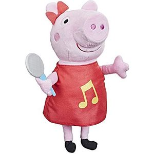 Peppa Pig Peppa Chante, zingend pluche dier met rode jurk met glitter en strik, 3 liedjes, vanaf 3 jaar