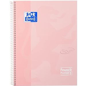 Favorit Oxford 400115564 P@stel1 Maxi-notitieboek, spiraalbinding, geruit, liniatuur 5 mm, pastelroze