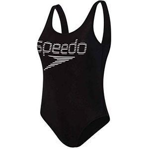 Speedo Stripe Logo Deep U-back damesbadpak 1 stuk (1 stuk), zwart/wit