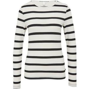 QS T-shirt fin à rayures avec col rond, Noir, XS