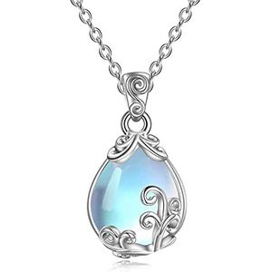 POPLYKE Damesketting sterling zilver maansteen abalone schelp filigraan turquoise sterling zilver maansteen, Sterling Zilver Schelp Sterling zilver, Maansteen