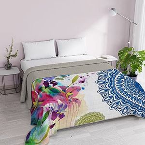 Italian Bed Linen Ki-Osa Kio618 Zomerdeken met digitale print, 100% microvezel, veelkleurig 260x270 cm