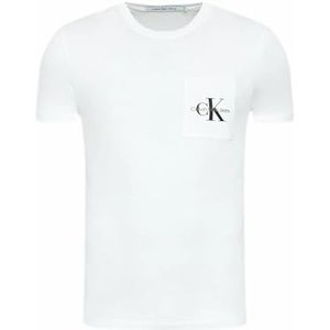 Calvin Klein Jeans Core Monologo Pocket Slim Tee S/S Heren T-Shirts, Bright White, XXS, Helder Wit