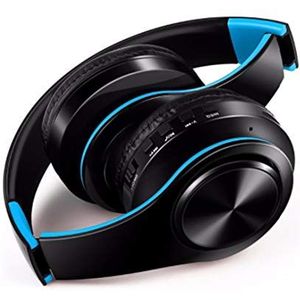Draadloze hoofdtelefoon, opvouwbaar, voor Samsung Galaxy J6+ smartphone, Bluetooth, verstelbare knoppen, universeel geluid (blauw)