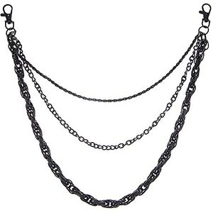 Xihuimay 3-laags riemketting voor broek, jeans, gothic, punk, rock, riemketting, portemonnee, handtas voor dames en heren, zwart, metaal, Metaal