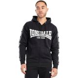 Lonsdale BIGTON Herenhoodie met ritssluiting, normale pasvorm, zwart/wit, XL, Zwart/Wit