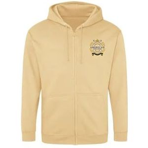 AMERICAN COLLEGE USA Sweatshirt met ritssluiting, uniseks, volwassenen, mannen en vrouwen, uniseks sweatshirt met capuchon, 1 stuk, Beige