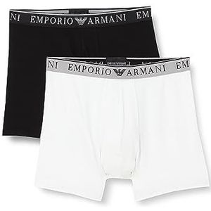 Emporio Armani Emporio Armani Endurance Boxershorts voor heren, middelgroot, 2 stuks, Zwart/Wit