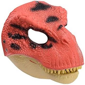 Dinosaurus masker met beweegbaar grenen dinosaurus masker latex dinosaurus masker met realistische textuur en kleur, veilig latexmasker voor cosplay, Halloween, kostuumfeest (oranje)