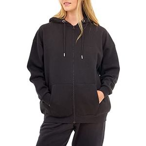 M17 Gerecycleerde oversized hoodie met lange mouwen en zakken, zwart.