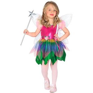 Widmann - Regenboogfeeënkostuum, jurk en vlindervleugels, elf, themafeest, carnaval