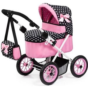 Bayer Design 13060AA kinderwagen voor Trendy-pop, verstelbaar, opvouwbaar, tas, zwart, wit, roze