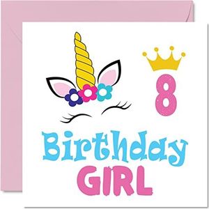 Verjaardagskaart voor 8e verjaardag meisjes - eenhoorn verjaardagskaart - verjaardagskaart voor meisjes 8 jaar verjaardagskaart voor meisjes nichtje kleinkind 145 mm x 145 mm