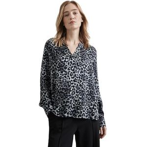 Street One A345208 dames geruite kraag satijnen blouse, grijs.