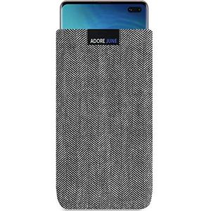 Adore June Zakelijke hoes voor Samsung Galaxy S10 Plus / S10+ visgraatstof grijs zwart met display reinigingseffect MADE IN EUROPE