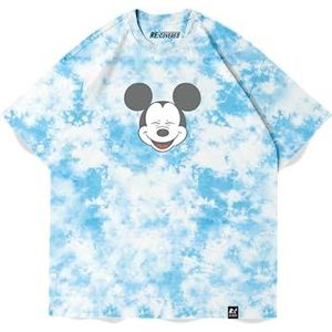 Recovered Disney Smiley Face Mickey Blue Tie Dye T-shirt, blauw, M heren, blauw, M, Blauw