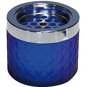APS Winddichte asbak van verchroomd metaal, mat glas, met bajonetsluiting, Ø 9,5 cm, hoogte 8 cm, blauw
