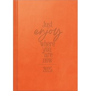 rido/idé Agenda model Futura 2 (2025) ""Just Enjoy"", 2 pagina's = 1 week, DIN A5, 176 pagina's, kunstleren omslag, oranje
