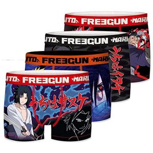 FREEGUN Herenonderbroek Naruto, Sasuke, Boxershorts, Naruto Shippuden, Stretch en Comfortabel (4 stuks), 03, XL, 03