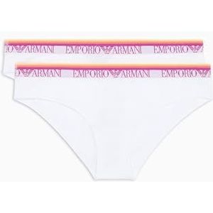 EMPORIO ARMANI Lot de 2 slips pour femme, blanc/blanc, taille S, Blanc/blanc., S