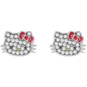 Hello Kitty Verzilverde oorstekers voor meisjes, één maat, verzilverd, geen edelsteen, Verzilverd, Geen edelsteen