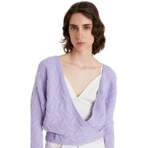 Trendyol Trendyol Dames gebreid vest met V-hals Standaard Sweater Dames (1 stuk), Paars.