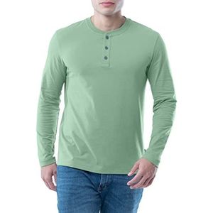 Lee Henley T-shirt met lange mouwen van gewassen zacht katoen Henley shirt voor heren, Basiliek