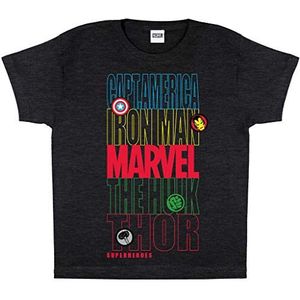 Marvel Comics Avenger Names T-shirt voor meisjes, 4-13 jaar, zwart, officieel product, zwart, 6-7 jaar, zwart.