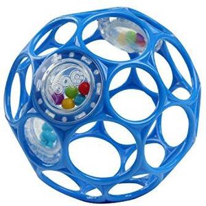 Bright Starts Oball Rammelaar, gemakkelijk vast te pakken, BPA-vrij babyspeelgoed in blauw, voor pasgeborenen +