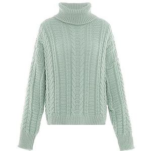 Aleva Dames elegante coltrui met lange mouwen polyester zacht mint maat XL/XXL trui sweater, zacht mint, XL, Zoete munt