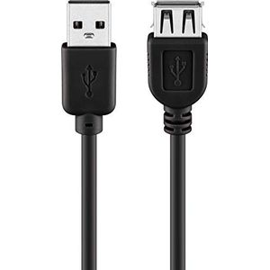 Wentronic Verlengkabel USB 2.0 stekker A / aansluiting A 3 m zwart (import Duitsland)