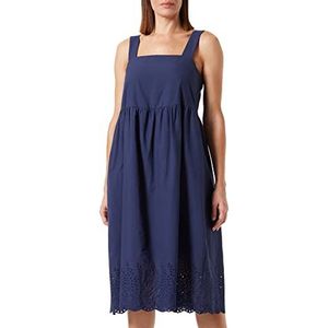Seidensticker Midi-jurk voor dames, met borduurwerk, van 100% katoen, Blauw