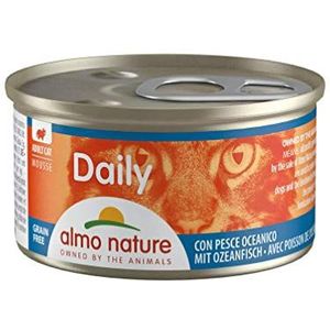 Almo Nature Daily Mos met zeevis, natvoer voor volwassenen en katten, 24 verpakkingen van 85 g per stuk