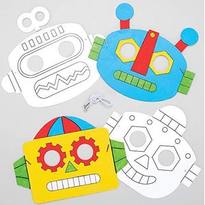 Baker Ross AT679 schilderrobotmaskers, creatieve vrije tijd voor kinderen (8 stuks)