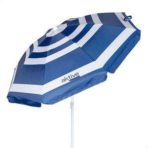 AKTIVE Ombrelle de plage pliable style marin à rayures Ø180, revêtement argenté et protection UV 50, paravent plage, parasol, para-soleil plage, parasols de plage (62234), marin, marin