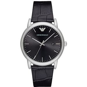 Emporio Armani Herenhorloge met drie wijzers datum, roestvrij staal, kastmaat: 43 mm, zilver., TFV8